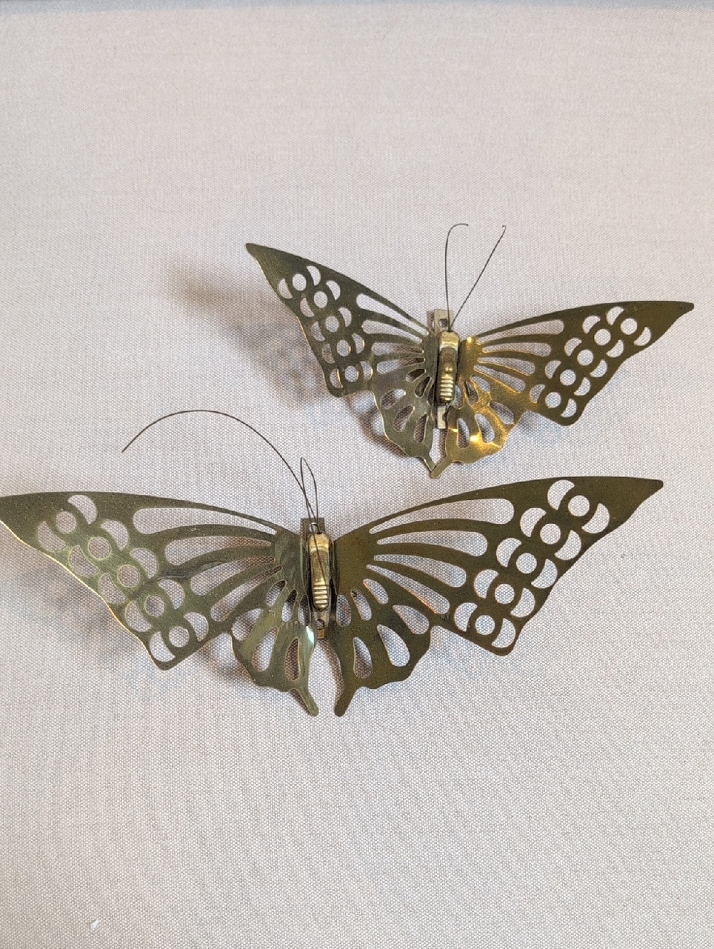 Vintage Brass Metal Butterfly Wall Decor Set of 2 Retro MCM